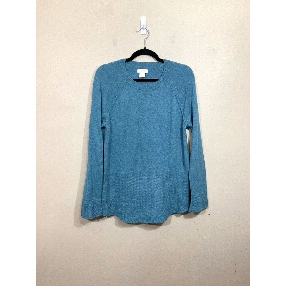 St. Tropez West Womens Cashmere Sweater L Blue Minimalist Preppy Quiet Luxury